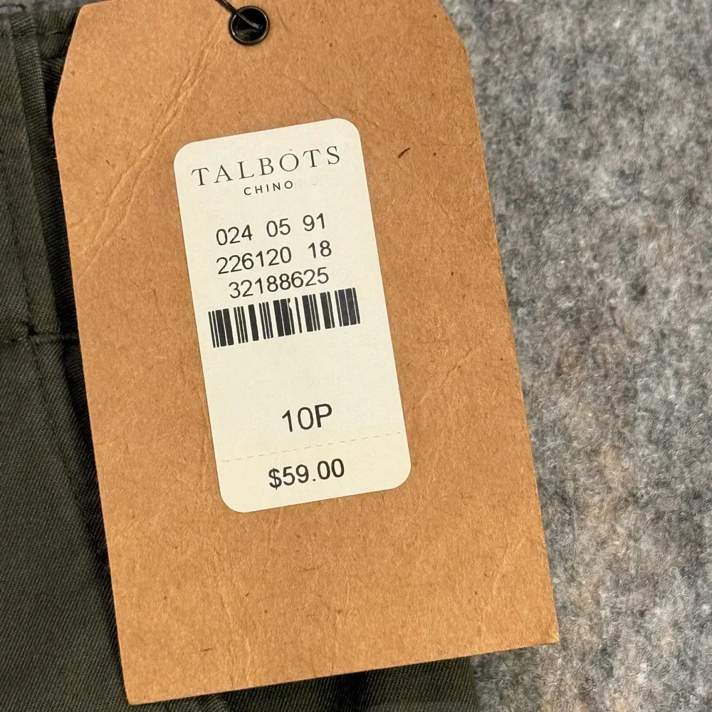 Talbots‎ Chino Petite Ankle Pants Olive Green 10P New With Tags